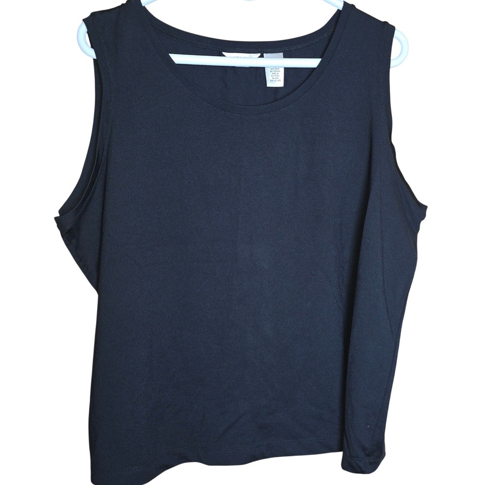 Laura Ashley Woman 2X Nylon/Spandex Black Tank Top Sleeveless